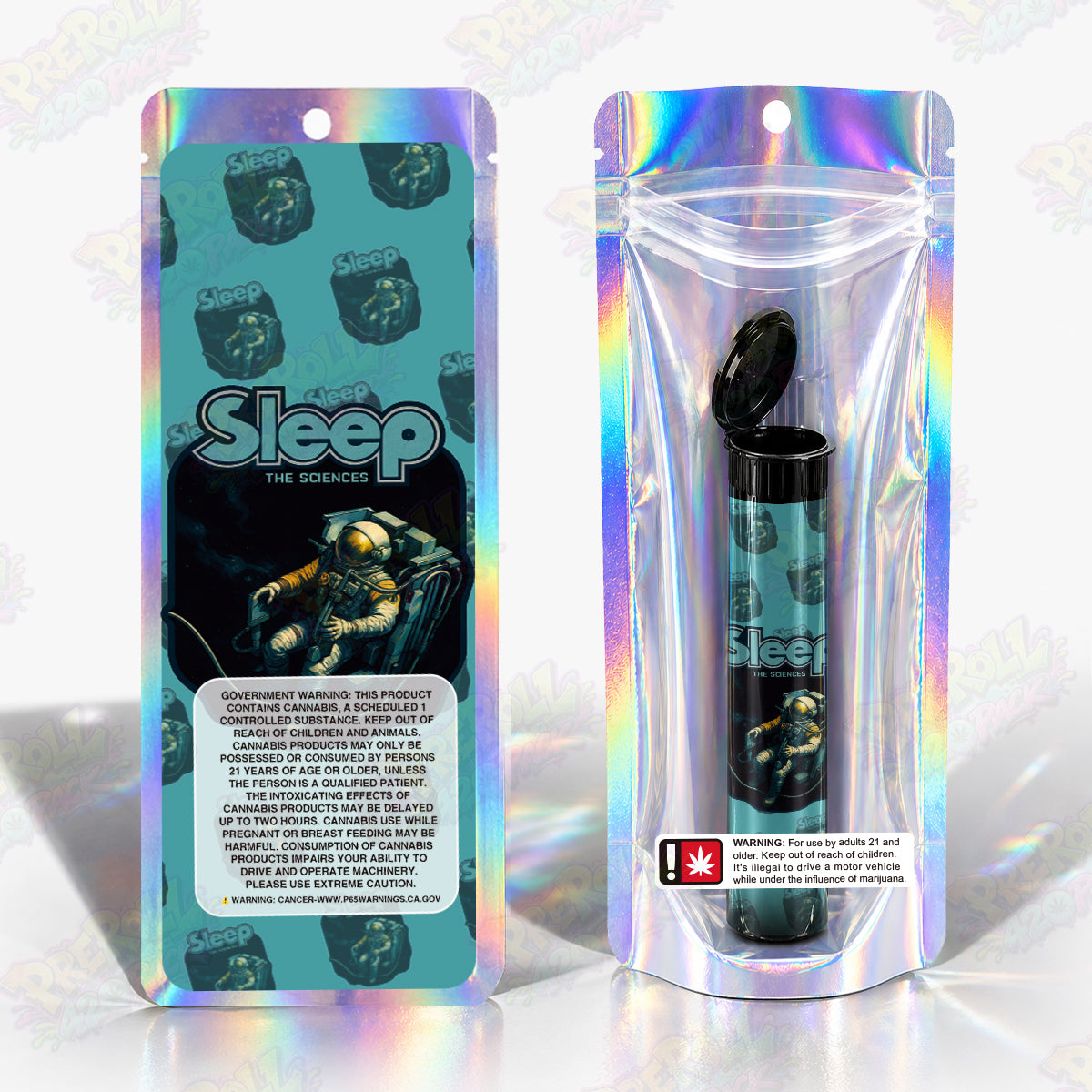 Sleep The Sciences Preroll Tubes + Mylar Bags
