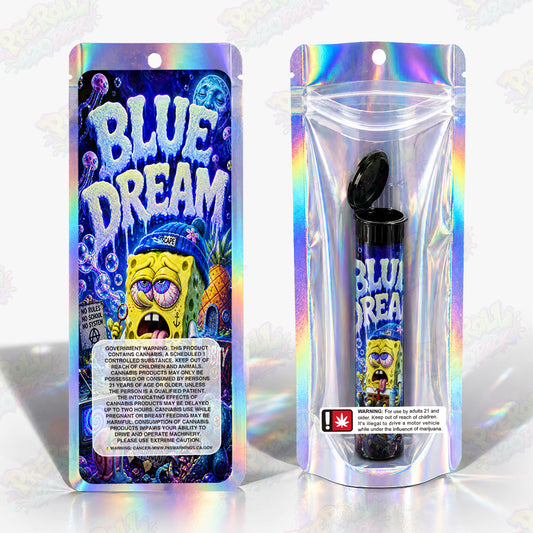 Blue Dream Preroll Tubes + Mylar Bags