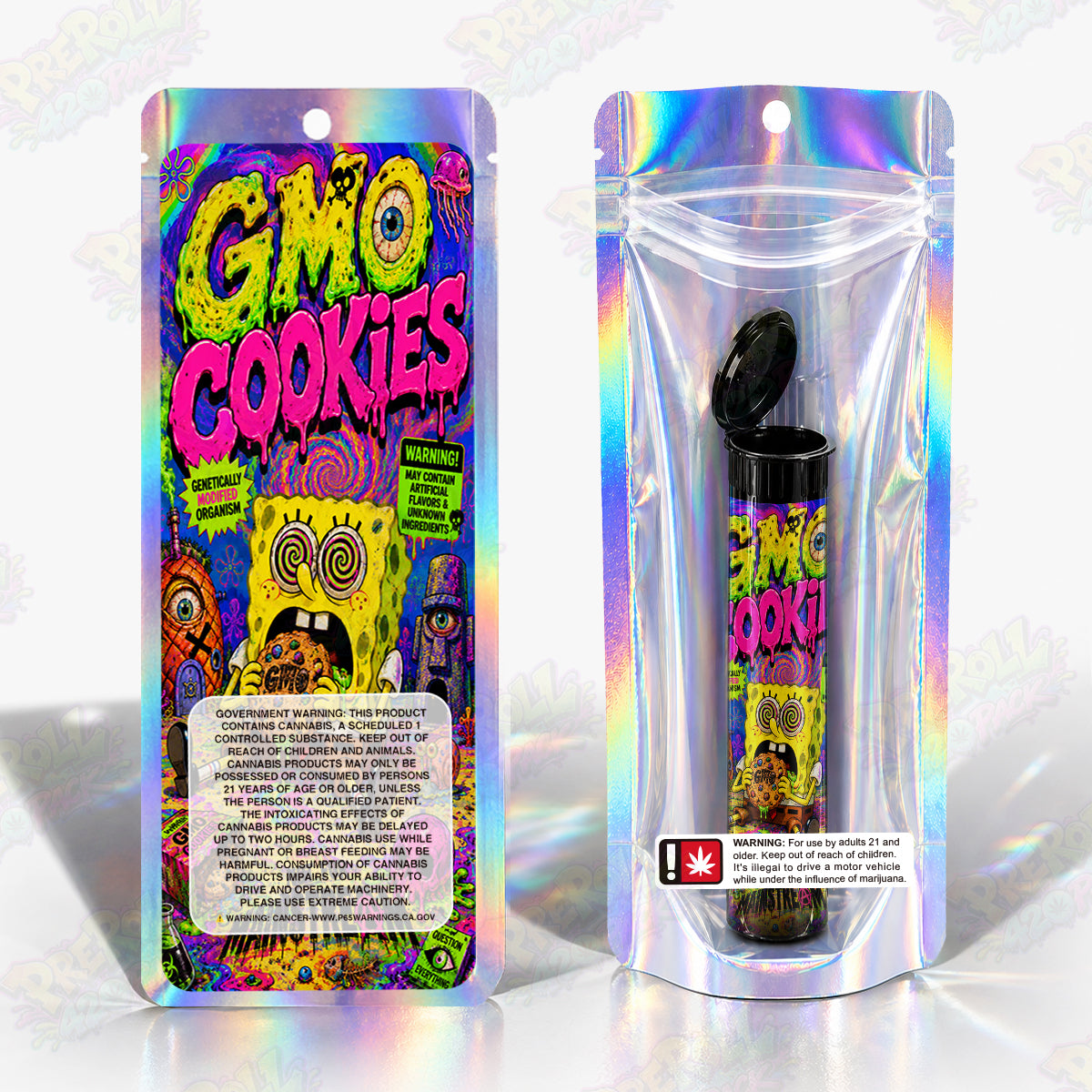 GMO Cookies Preroll Tubes + Mylar Bags