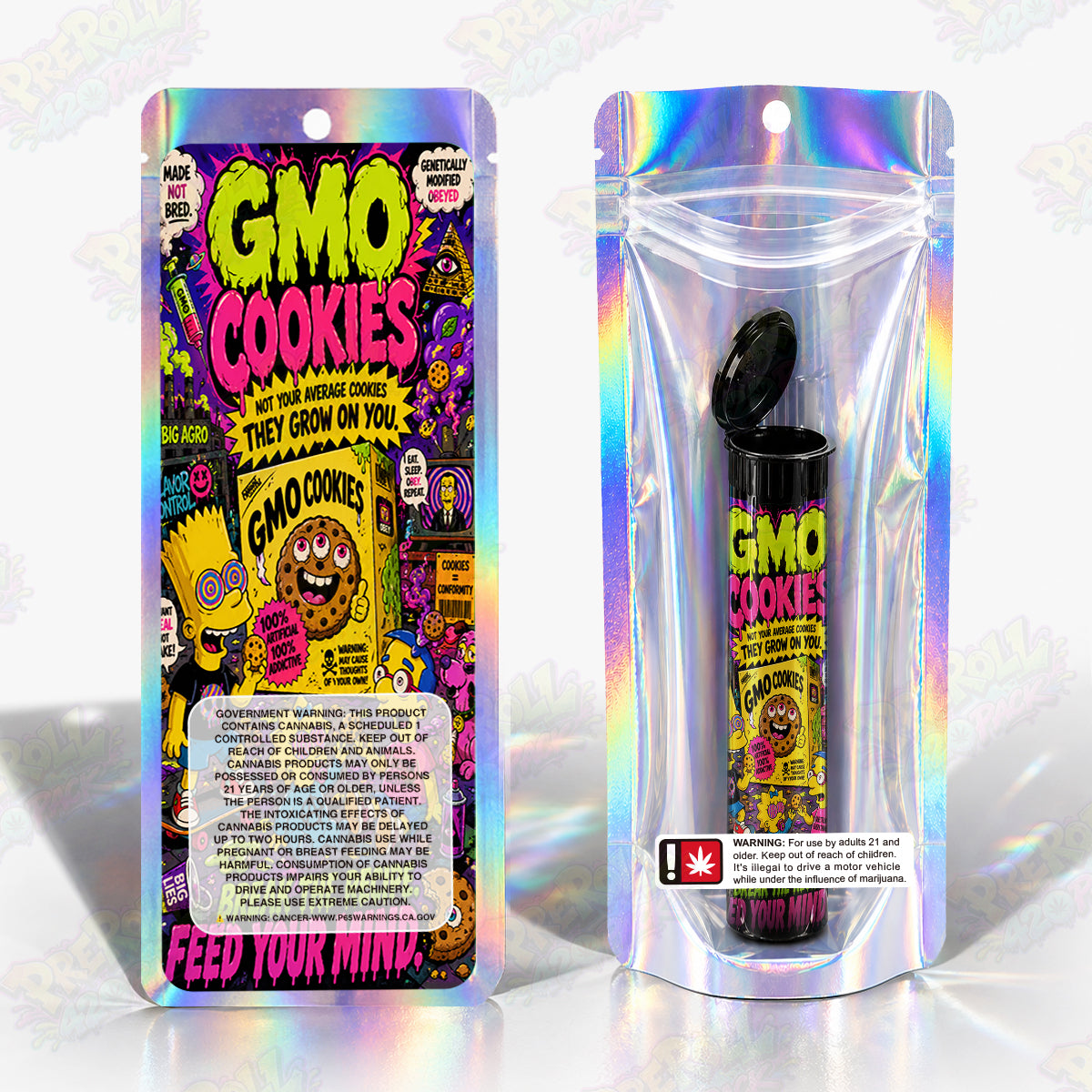 GMO Cookies Pre Roll Tubes + Mylar Bags