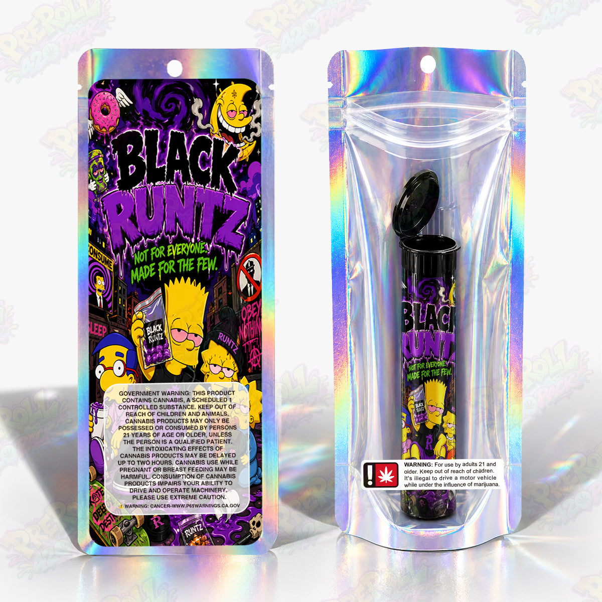 Black Runtz Pre Roll Tubes + Mylar Bags