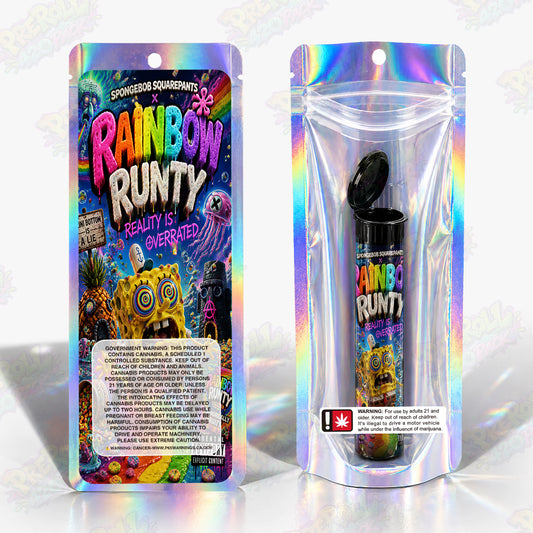 Rainbow Runty Pre Roll Tubes + Mylar Bags