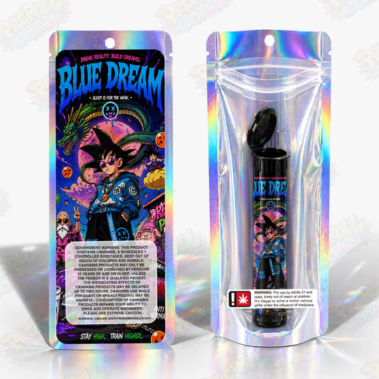 Blue Dream Preroll Tubes + Mylar Bags