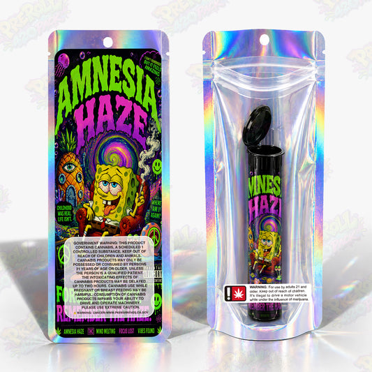 Amnesia Haze Pre Roll Tubes + Mylar Bags