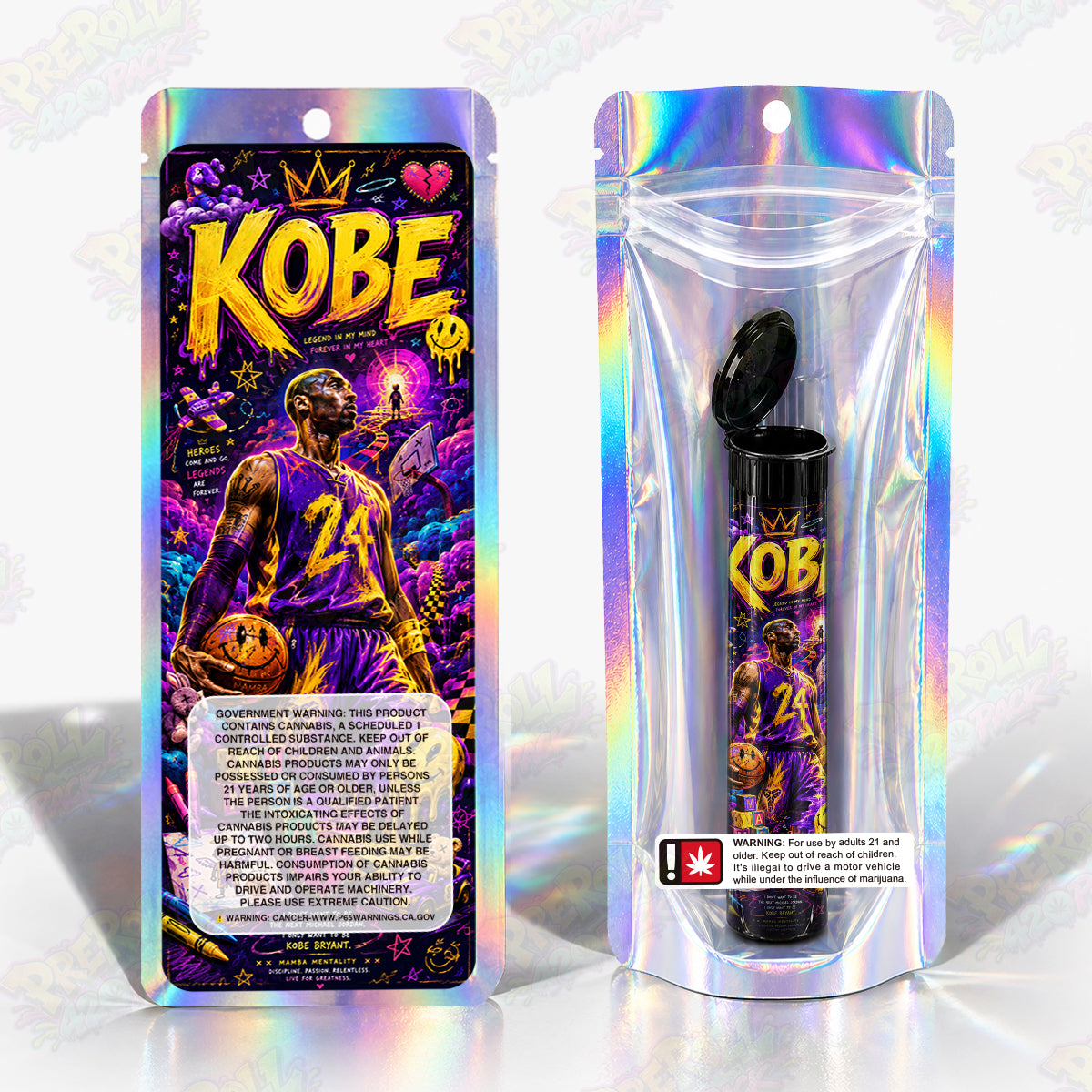 Kobe 24 Pre Roll Tubes + Mylar Bags