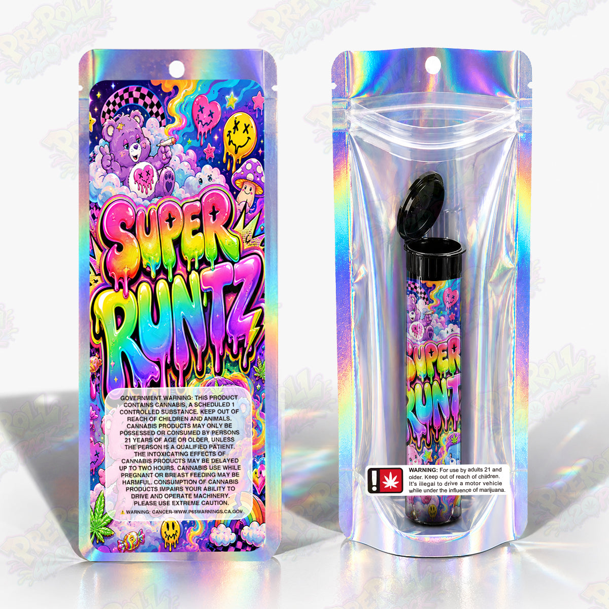 Super Runtz Pre Roll Tubes + Mylar Bags
