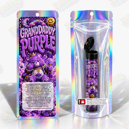 Granddaddy Purple Pre Roll Tubes + Mylar Bags