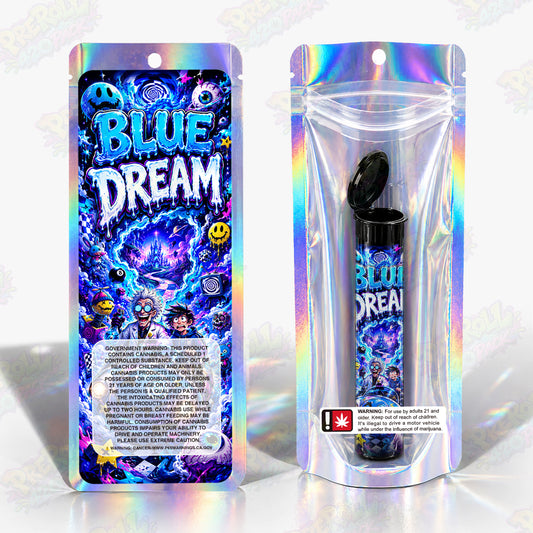 Blue Dream Pre Roll Tubes + Mylar Bags