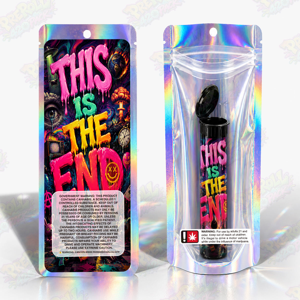 This Is The End Pre Roll Tubes + Mylar Bags