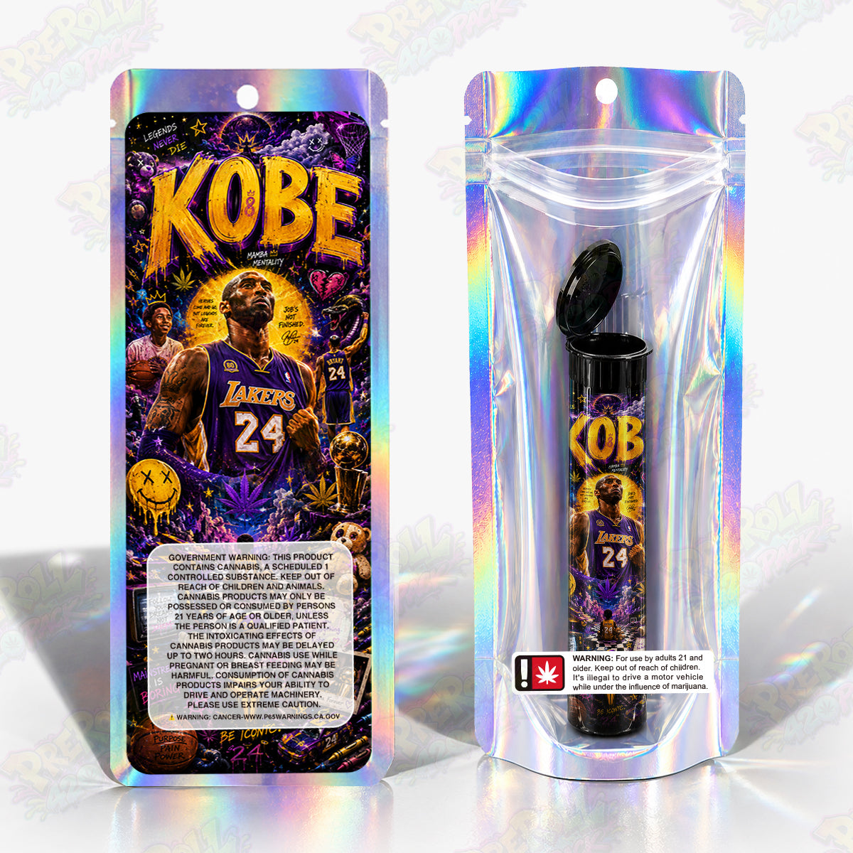 Lakers 24 Pre Roll Tubes + Mylar Bags