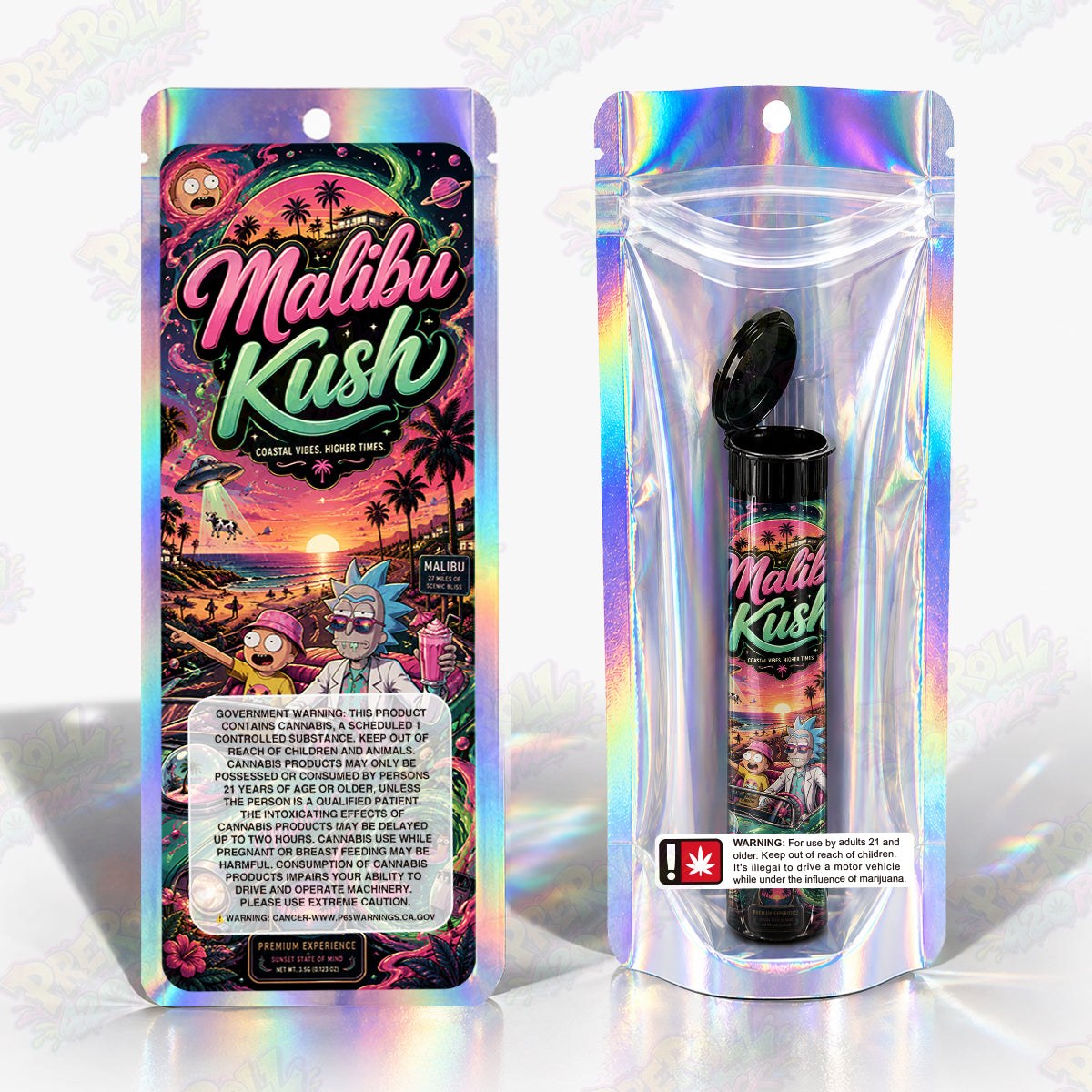 Malibu Kush Pre Roll Tubes + Mylar Bags