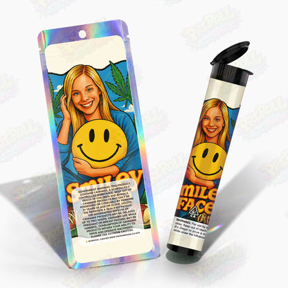 Smiley Face Preroll Tubes + Mylar Bags