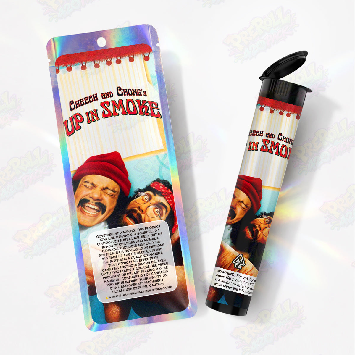 Cheech And Chong's Up In Smoke Preroll Tubes + Mylar Bags