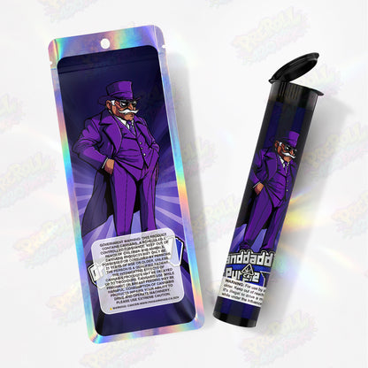 Granddaddy Purple Preroll Tubes + Mylar Bags