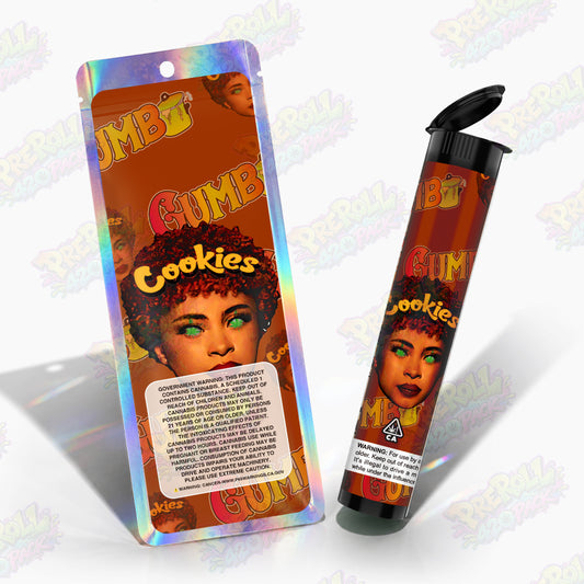 Gumbo Cookies Preroll Tubes + Mylar Bags