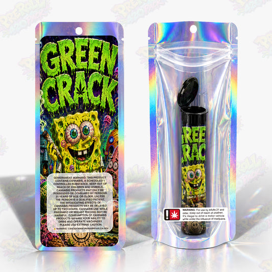 Green Crack Preroll Tubes + Mylar Bags