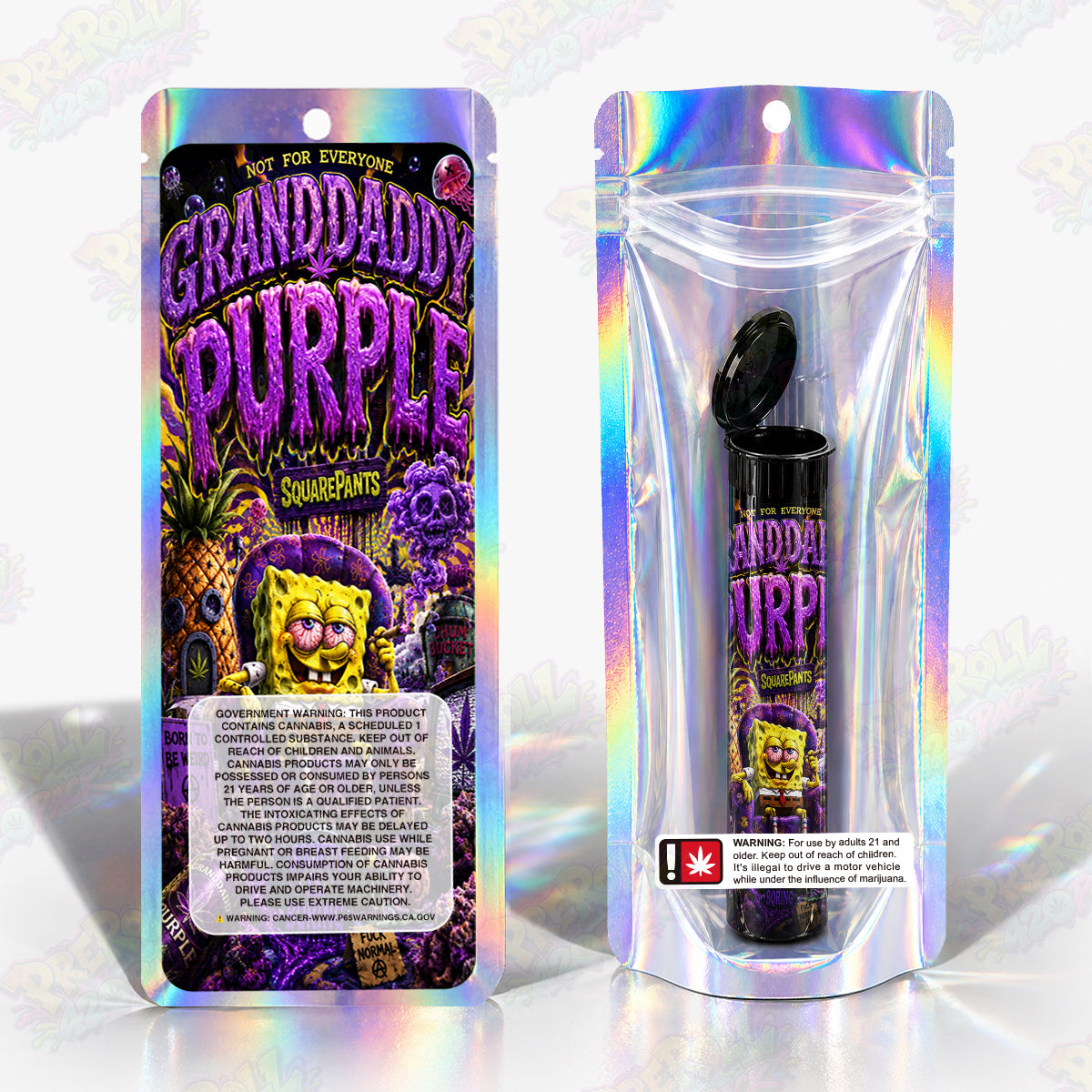 Granddaddy Purple Preroll Tubes + Mylar Bags