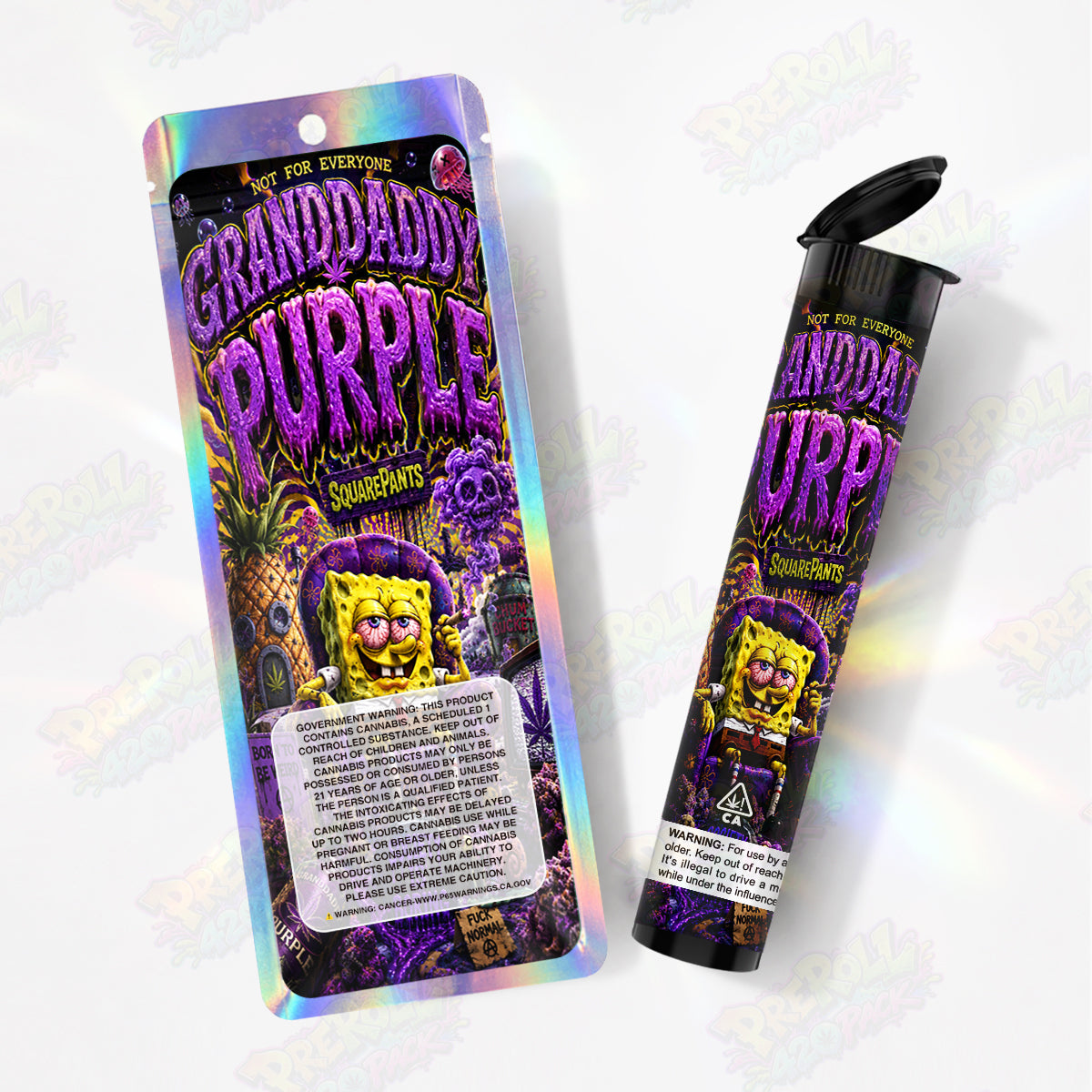 Granddaddy Purple Preroll Tubes + Mylar Bags