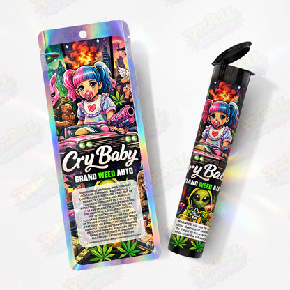 Cry Baby Preroll Tubes + Mylar Bags