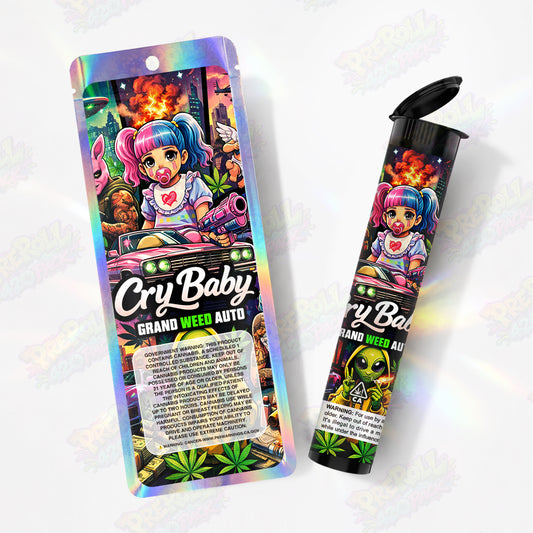 Cry Baby Preroll Tubes + Mylar Bags