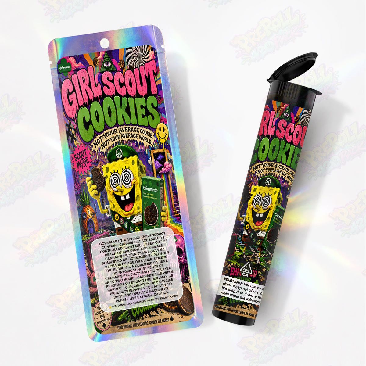 Girl Scout Cookies Preroll Tubes + Mylar Bags