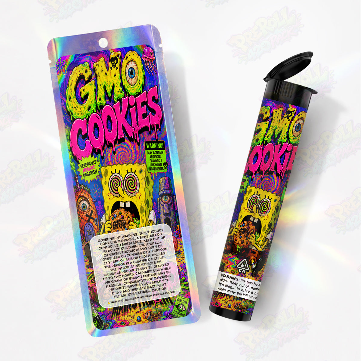 GMO Cookies Preroll Tubes + Mylar Bags