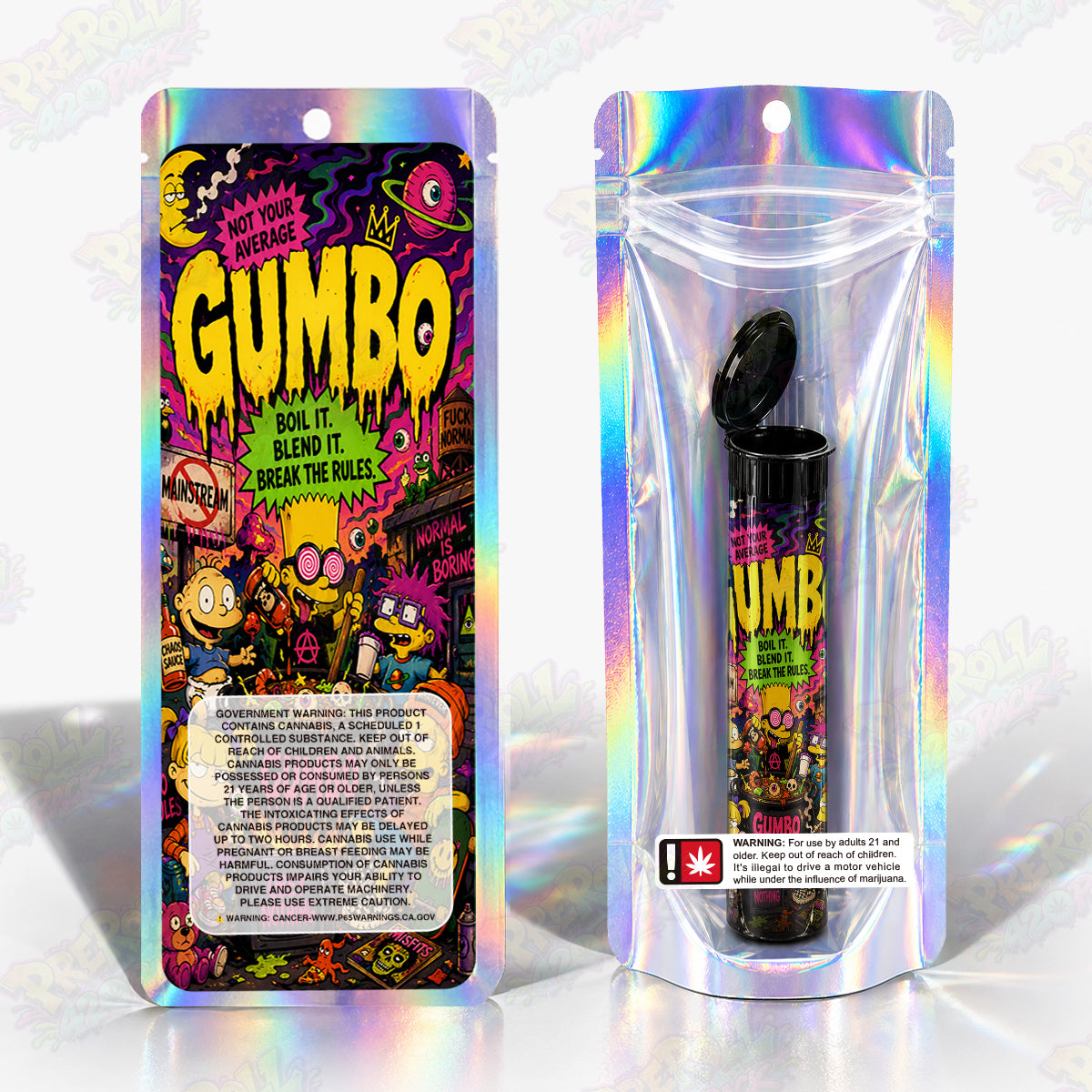 Gumbo Preroll Tubes + Mylar Bags