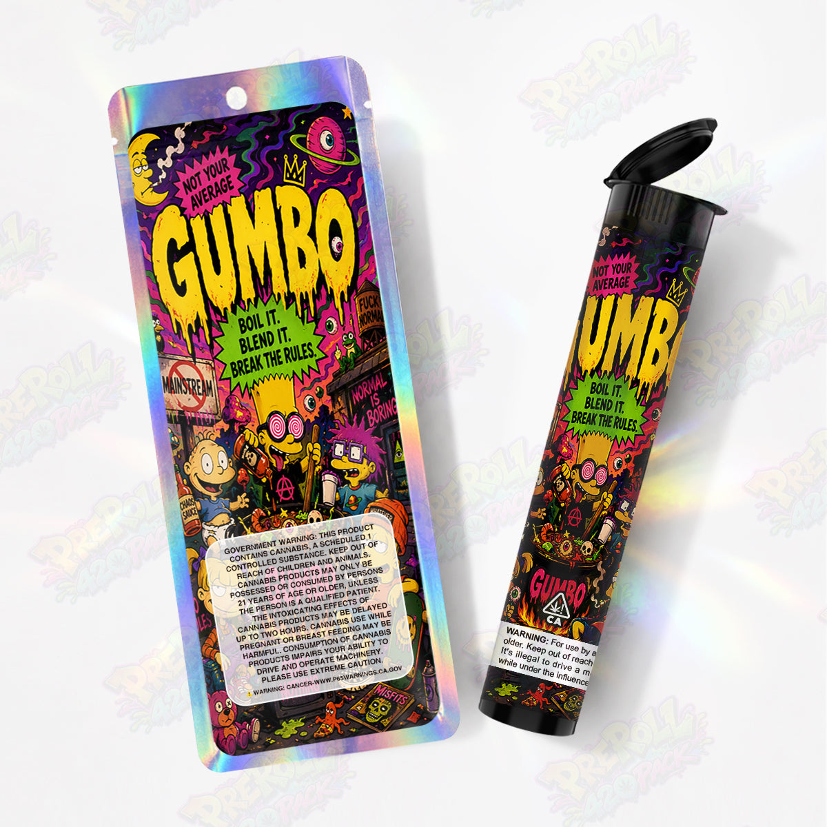 Gumbo Preroll Tubes + Mylar Bags