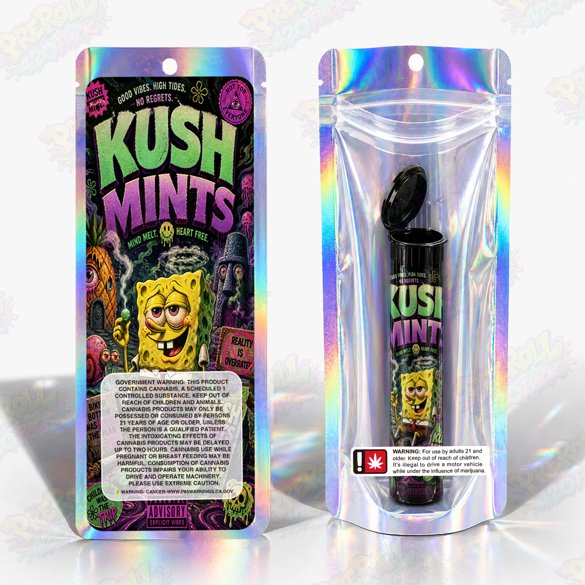 Kush Mints Preroll Tubes + Mylar Bags