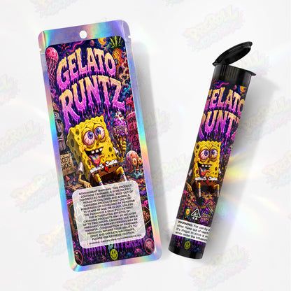 Gelato Runtz Preroll Tubes + Mylar Bags