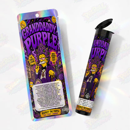 Granddaddy Purple Preroll Tubes + Mylar Bags