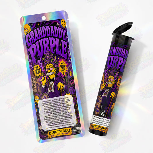 Granddaddy Purple Preroll Tubes + Mylar Bags