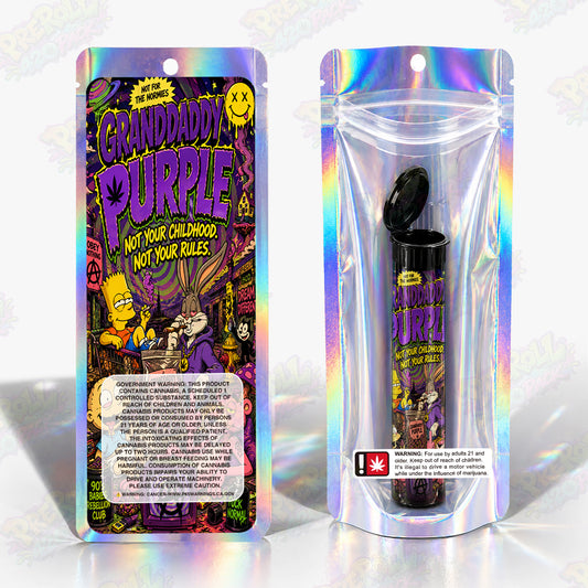 Granddaddy Purple Preroll Tubes + Mylar Bags