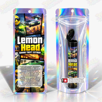 Lemon Head Grand Theft Citrus Preroll Tubes + Mylar Bags