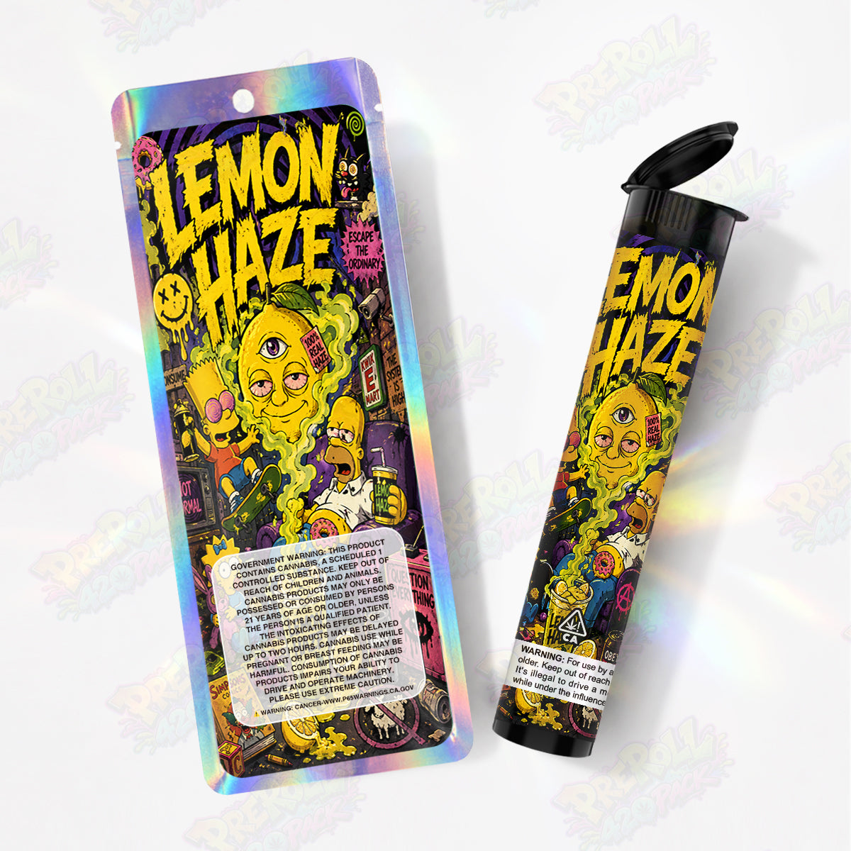 Lemon Haze Pre Roll Tubes + Mylar Bags