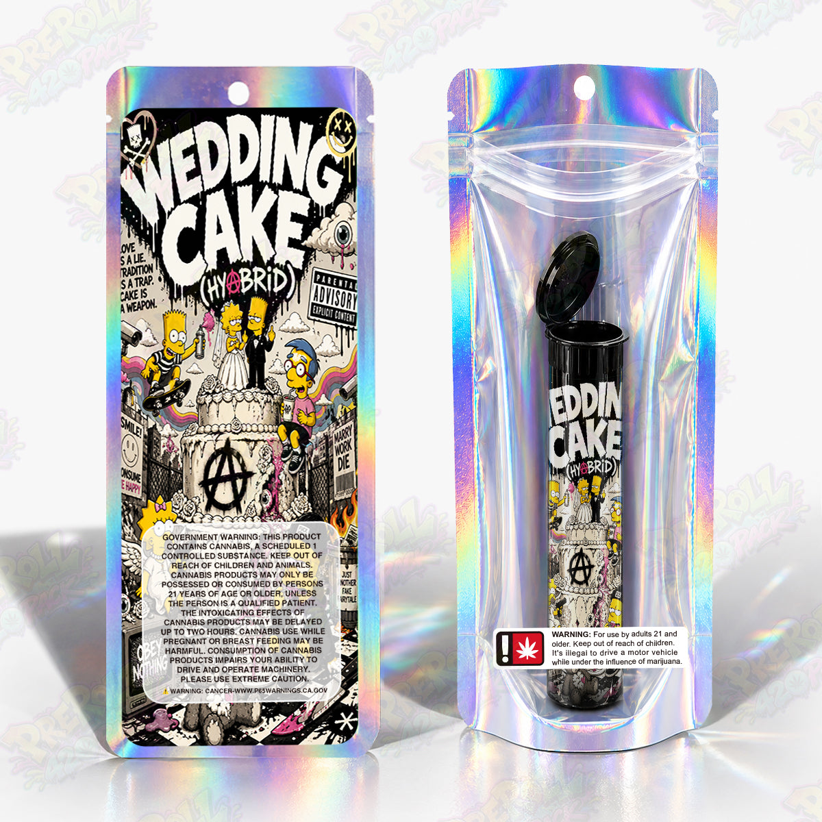 Wedding Cake Pre Roll Tubes + Mylar Bags