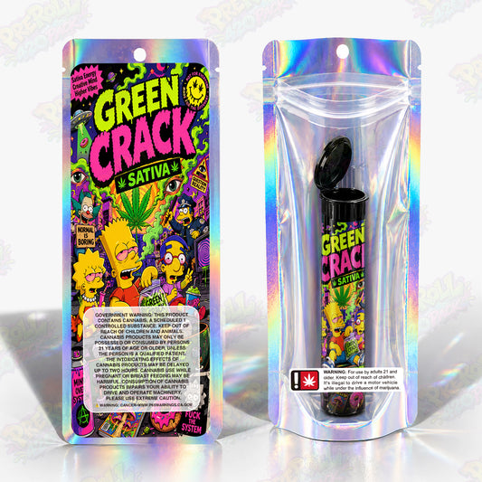 Green Crack Pre Roll Tubes + Mylar Bags