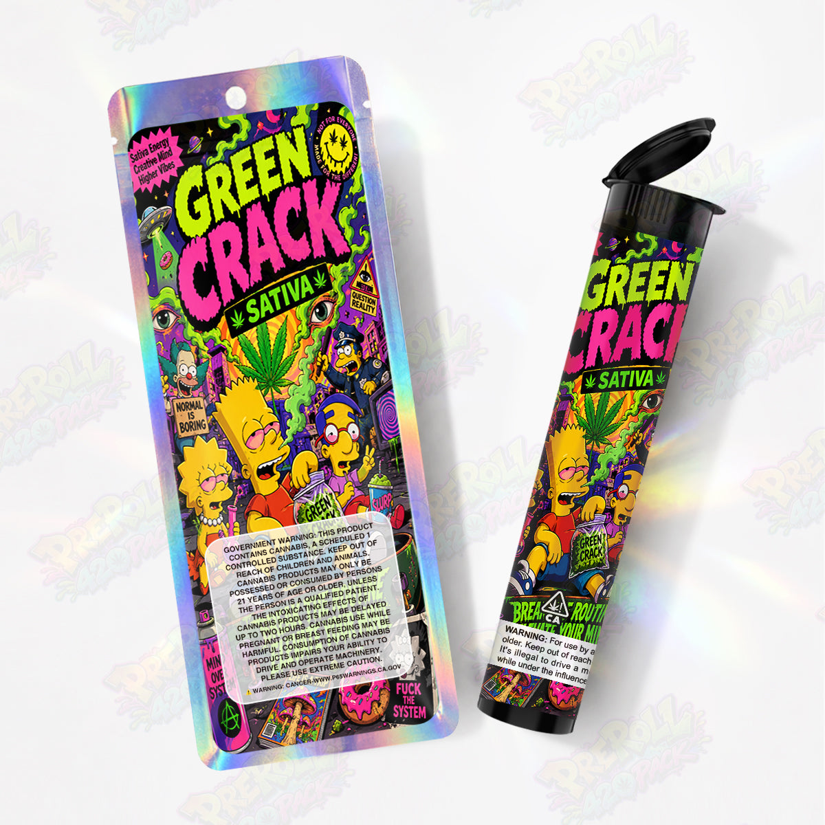 Green Crack Pre Roll Tubes + Mylar Bags