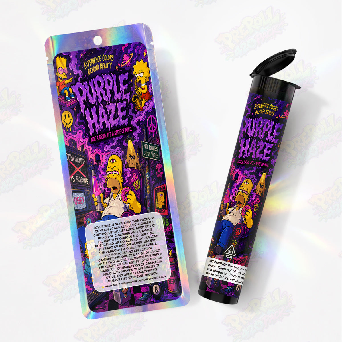 Purple Haze Pre Roll Tubes + Mylar Bags