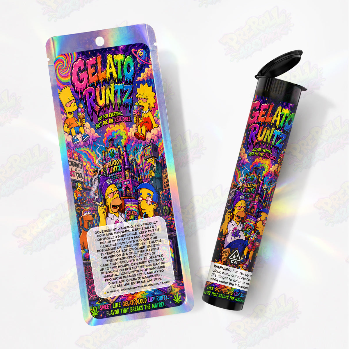 Gelato Runtz Pre Roll Tubes + Mylar Bags