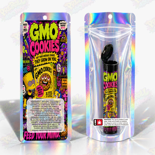 GMO Cookies Pre Roll Tubes + Mylar Bags
