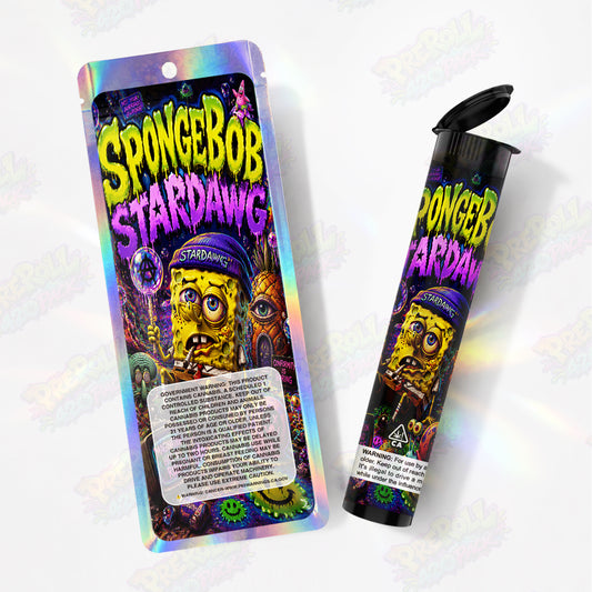 Spongebob Stardawg Pre Roll Tubes + Mylar Bags