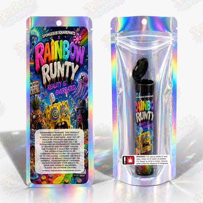 Rainbow Runty Pre Roll Tubes + Mylar Bags