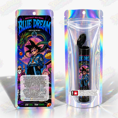 Blue Dream Preroll Tubes + Mylar Bags