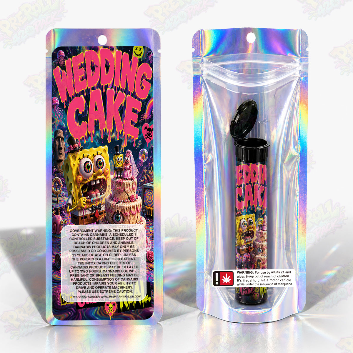 Wedding Cake Pre Roll Tubes + Mylar Bags