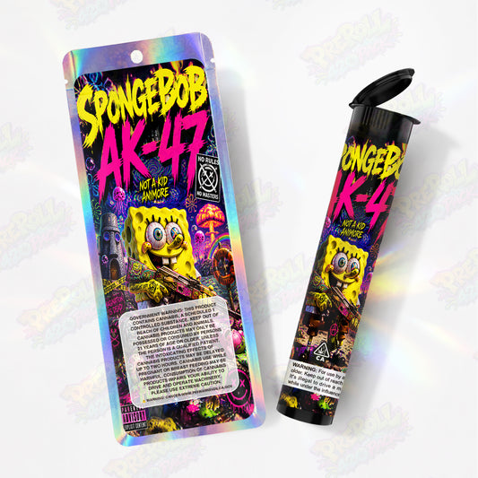 Spongebob AK-47 Pre Roll Tubes + Mylar Bags