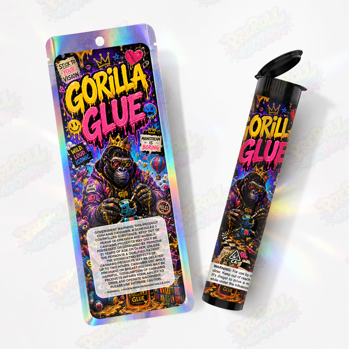 Gorilla Glue Pre Roll Tubes + Mylar Bags