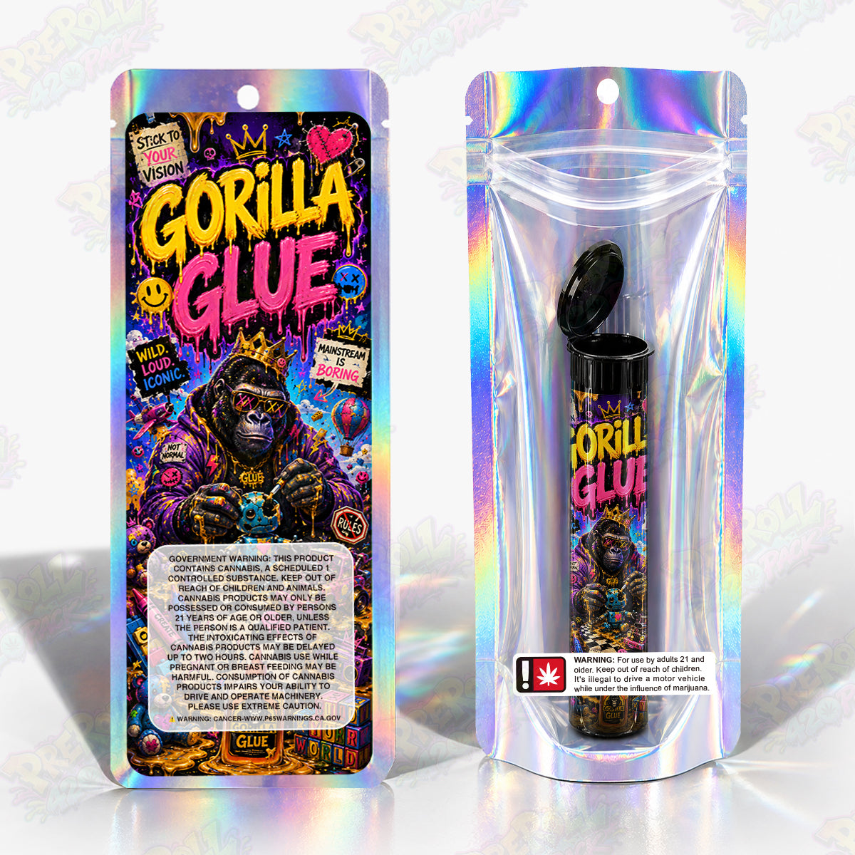 Gorilla Glue Pre Roll Tubes + Mylar Bags