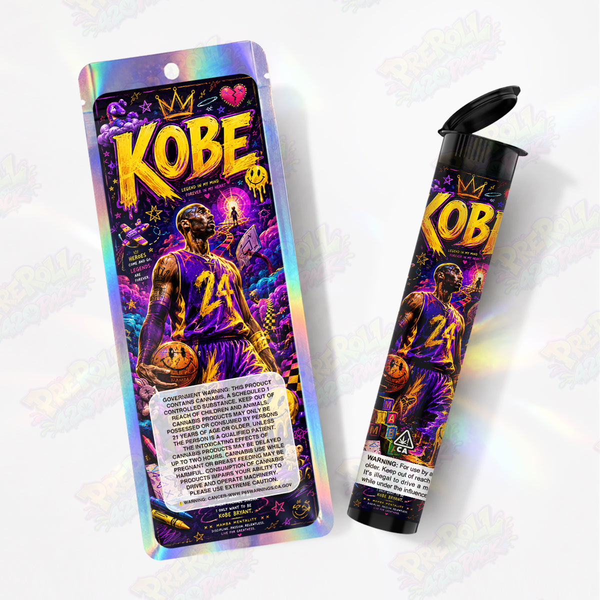 Kobe 24 Pre Roll Tubes + Mylar Bags