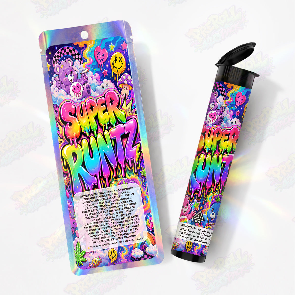 Super Runtz Pre Roll Tubes + Mylar Bags